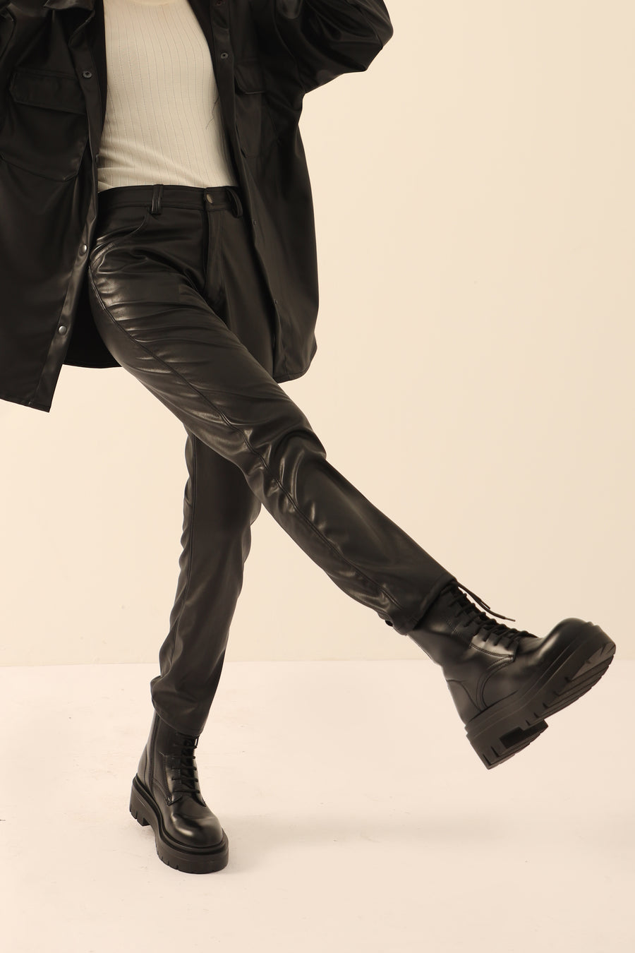 LuxeLine Leather Pants Black