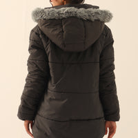 Alaska NEO Soft Puffer Jacket with Fur Hoodie Black
