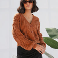 Knit Bliss 2 Pc Sweater Set Brown
