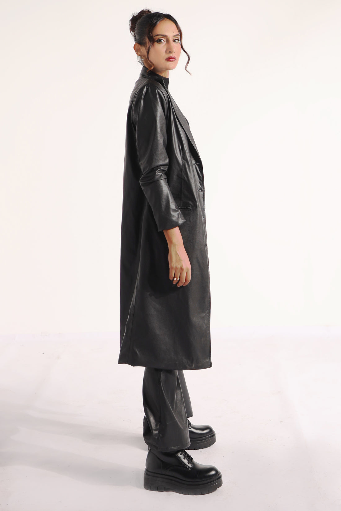 Cascade leather long coat( 10 days delivery time)