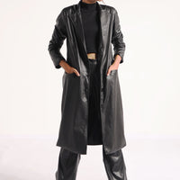 Cascade leather long coat