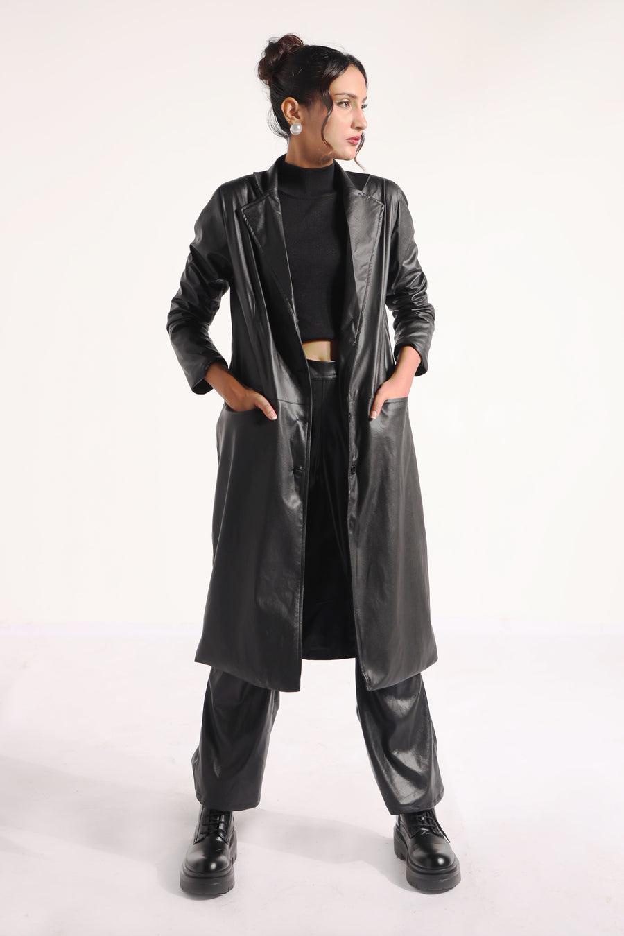Cascade leather long coat( 10 days delivery time)