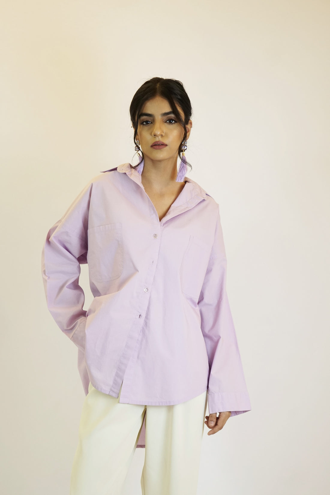 Rihana Button Down Shirt Lilac