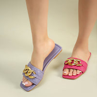 Allure Chunky Square Flats Lilac