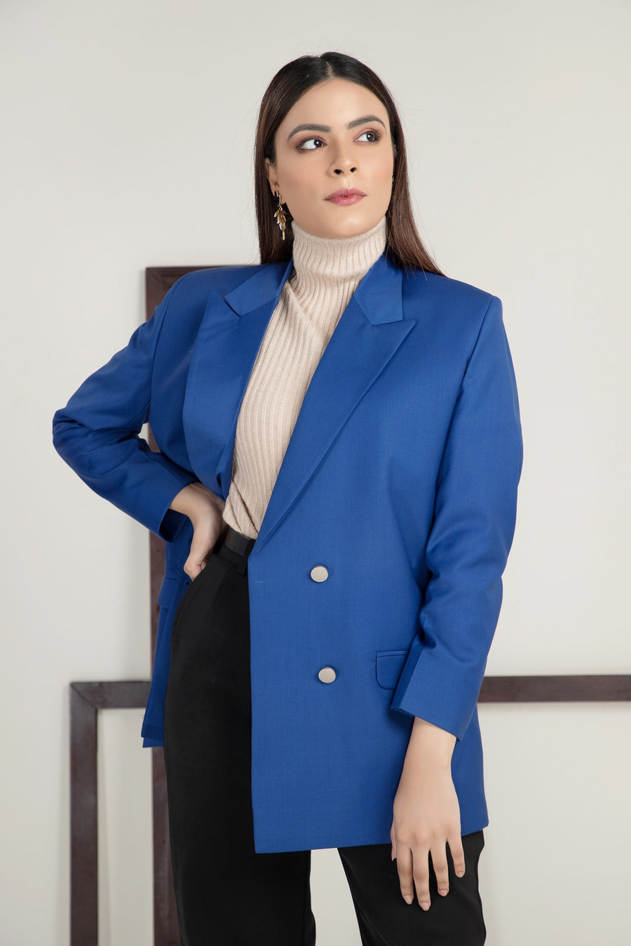 Colton Double Breasted Blazer Electric Blue