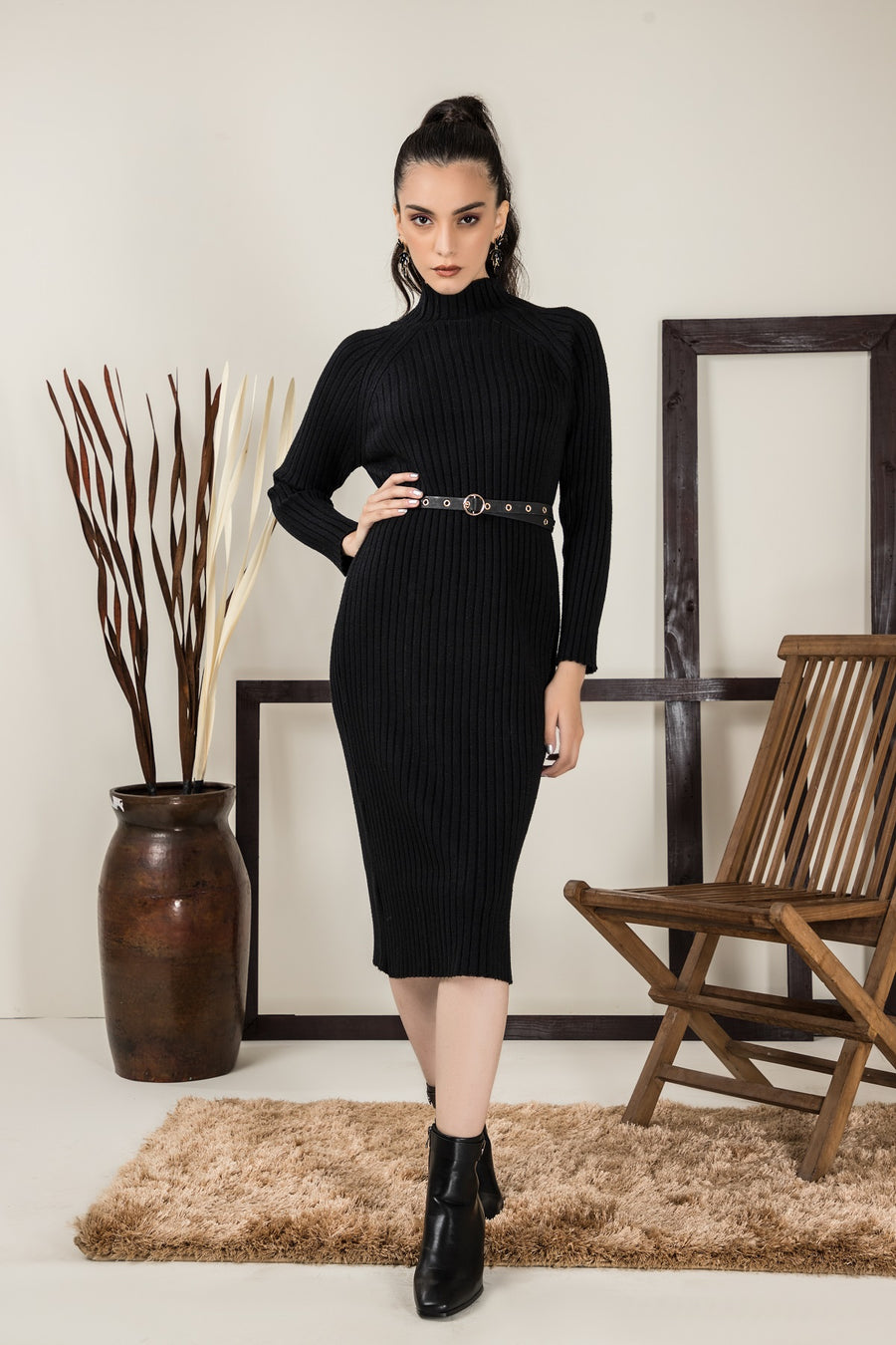 Sofia Sweater Dress Black