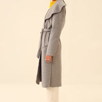 Dakota Woolen wrap Coat Grey