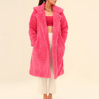 Graton Teddy Hot Pink Long Coat
