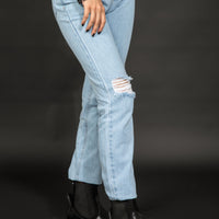 Nora Mid Rise Ripped Jeans Ice Blue